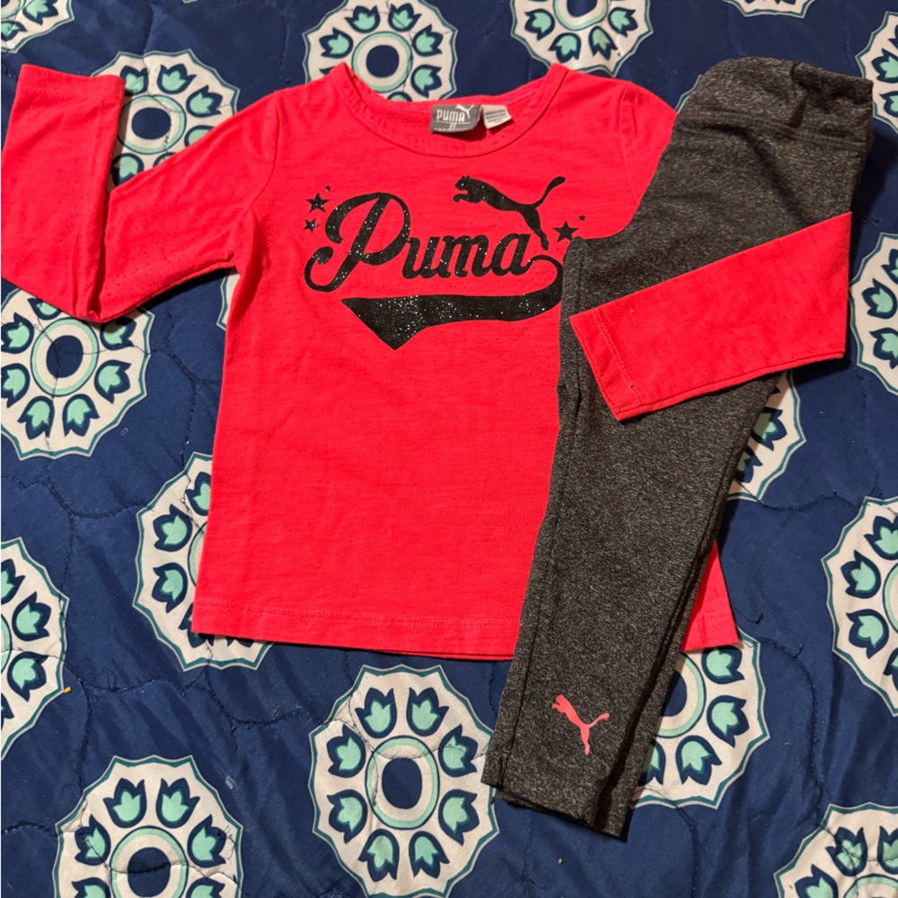 Puma Youth Red and Gray Long Sleeve Outfit